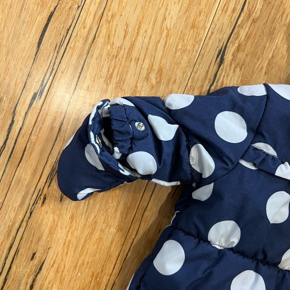 Snowsuit Polka Dot Navy with ruffle detail and ears on hood - Picture 4 of 9